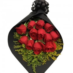 Buquê de Rosas Black Yellow com 12 Rosas